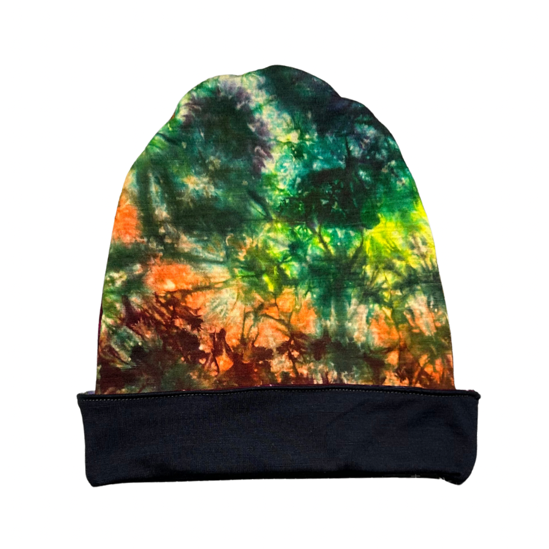 5-6Y Jersey Double Layer Reversible Beanie in Electric Rainbow DD w/ Navy