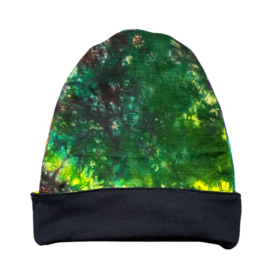 5-6Y Jersey Double Layer Reversible Beanie in Electric Rainbow DD w/ Navy #2
