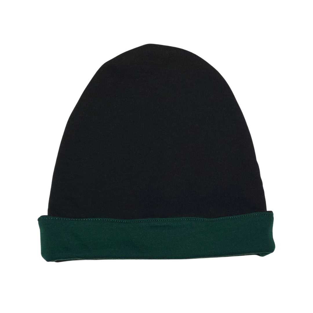 Finland Fabric - Adult OS Beanie in Black w/ Emerald