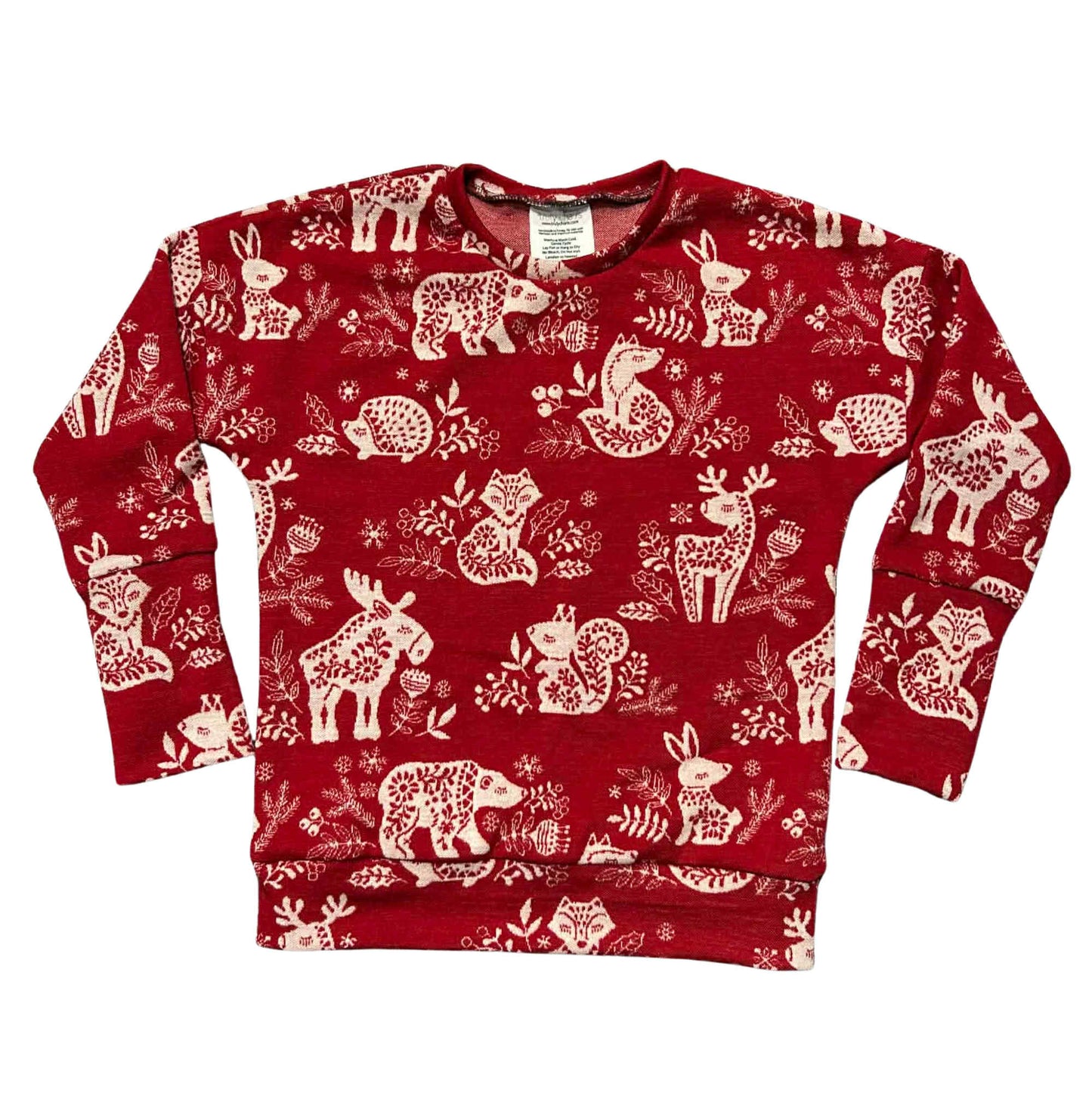 6-9Y Finland Fabric Endurance Dolman in Red Nordic Animals