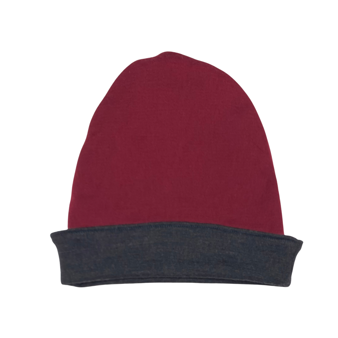 Finland Fabric - 2-3T Beanie in Maroon w/ Charcoal Melange