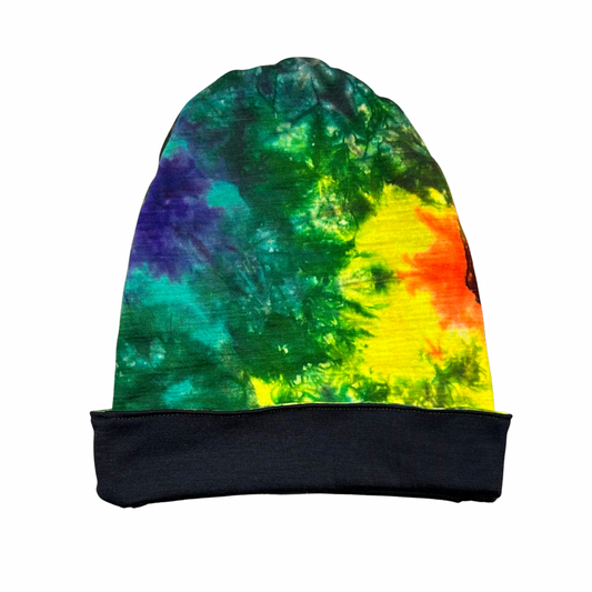 5-6Y Jersey Double Layer Reversible Beanie in Electric Rainbow DD w/ Navy #2