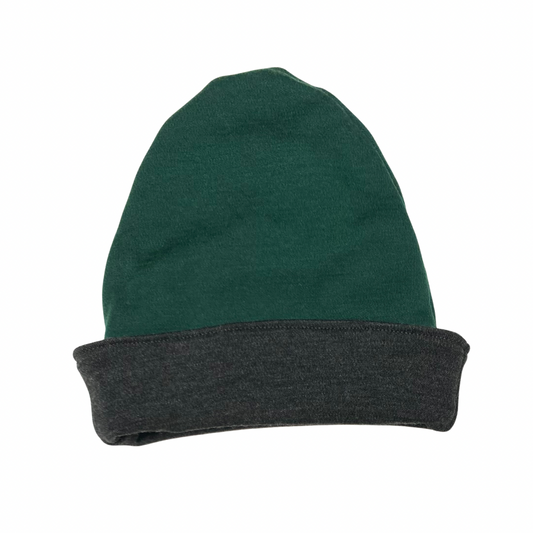 Finland Fabric - 3-9M Beanie in Emerald w/ Charcoal Melange