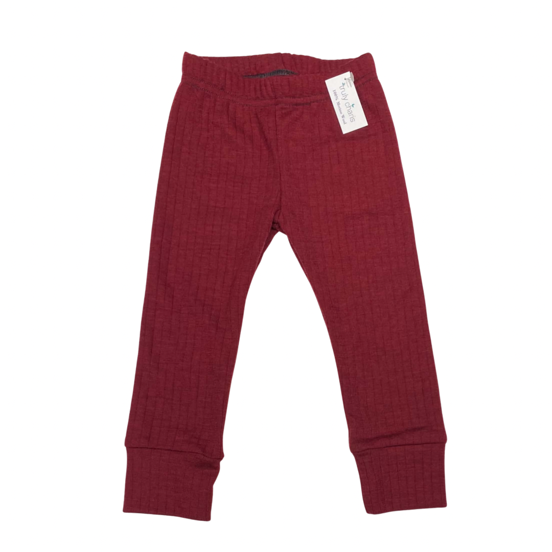 Rib Knit - 12M Baselayer Leggings in Burgundy