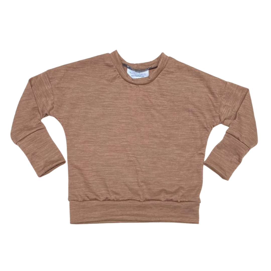 Jersey 180 gsm - 3-12M LS Dolman in Walnut Marle