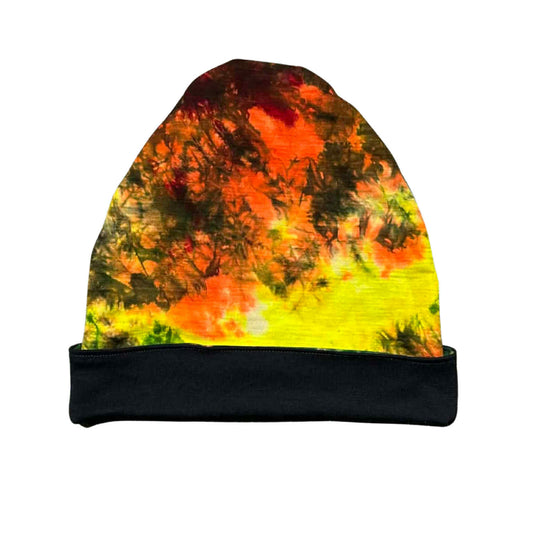 Adult OS Jersey Double Layer Reversible Beanie in Electric Rainbow DD w/ Navy