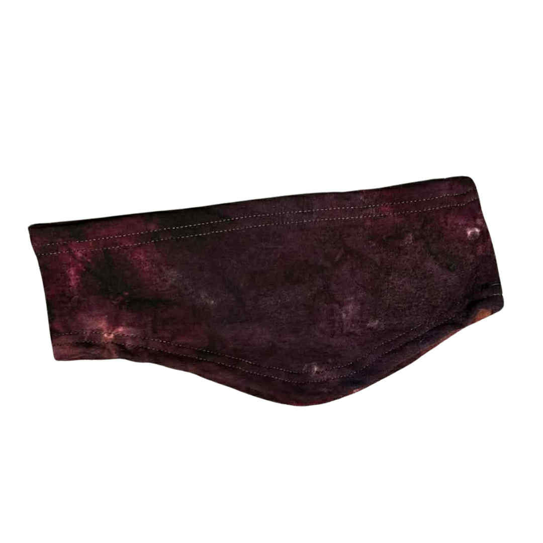 Adult Large Ear Warmer Midweight 2.0 in Purple-Black DD #2