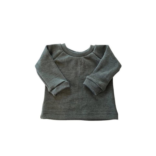 Newborn Raglan LS in Olive Melange Finland Fabric