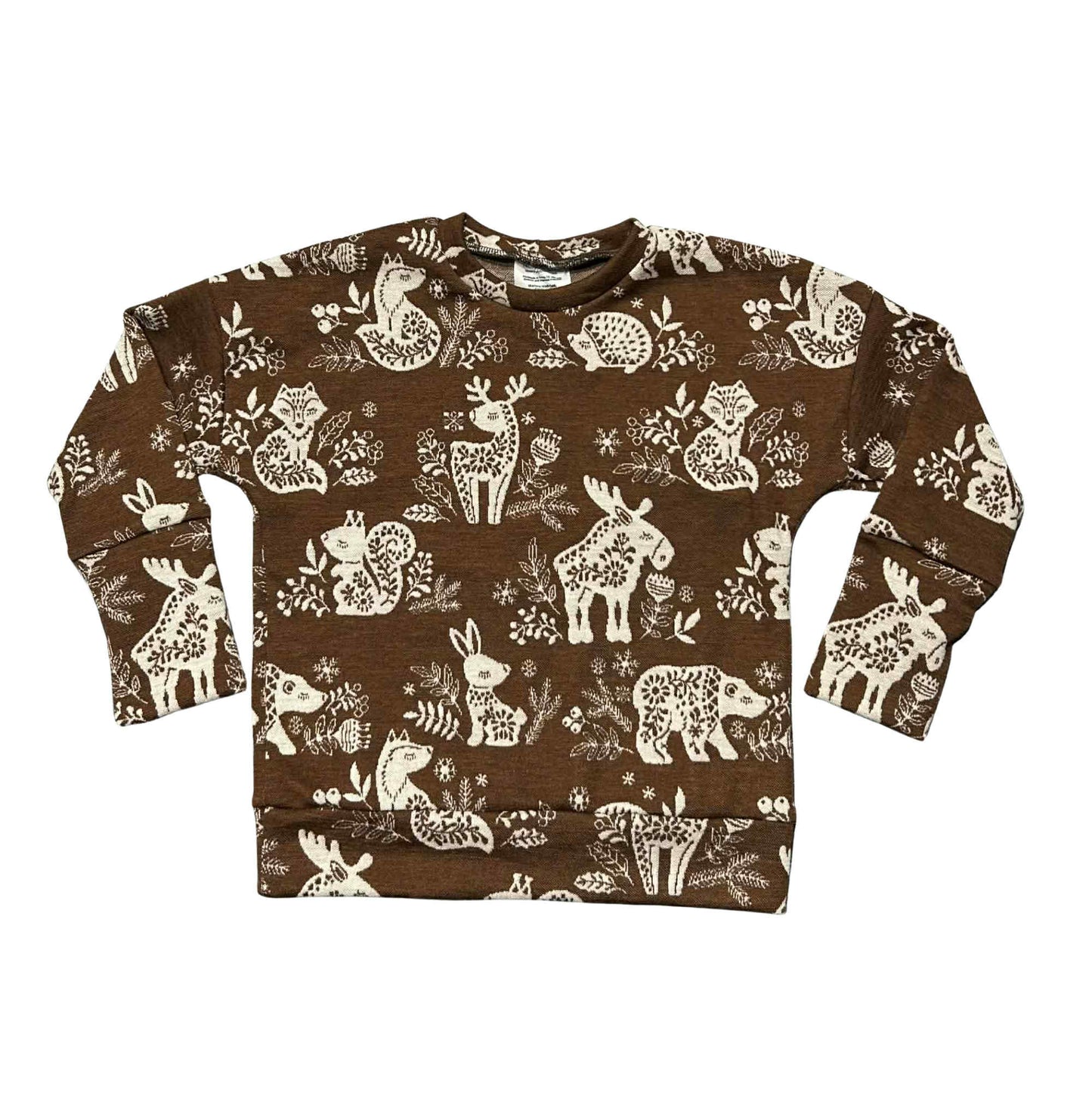3-6Y Finland Fabric Endurance Dolman in Brown Nordic Animals