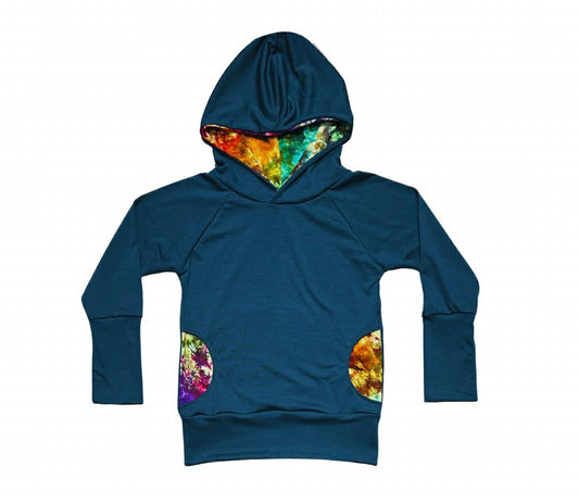3-6Y Jersey Endurance Hoodie in Peacock w /DD accents