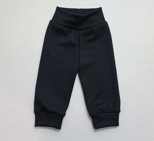 Baby Medium width w/ 8” inseam Black Merino Ponte Joggers