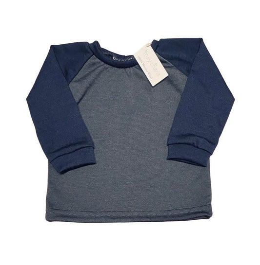 Jersey  3M LS Raglan in Charcoal w/ Navy sleeves