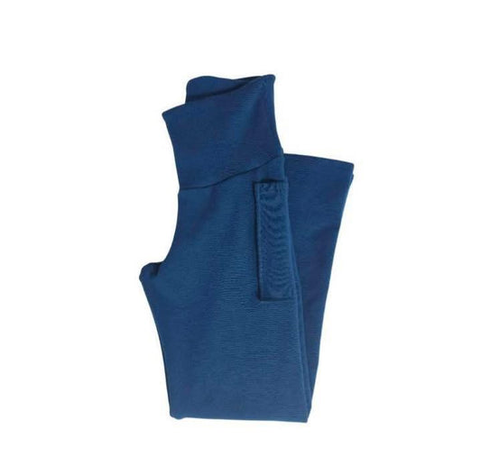 97/3 - Mama Bootcut Leggings with Cargo Pockets, Size Large -1" rise in Mystery Blue